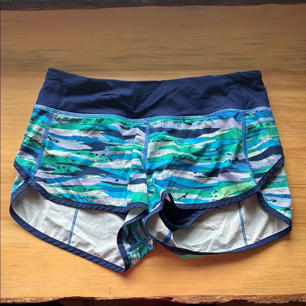 Lululemon Athletica Blue and Green Speed Shorts